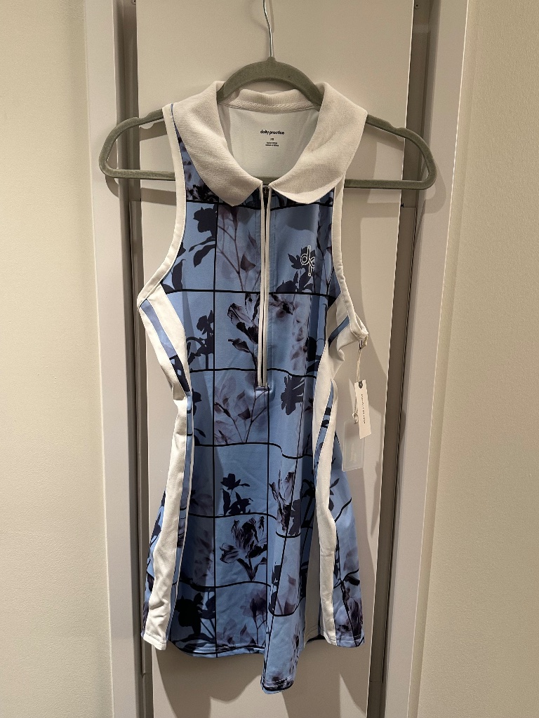 Anthropologie Daily Practice Quarter-Zip Mini Dress In Waypoint - Blue Floral Xs